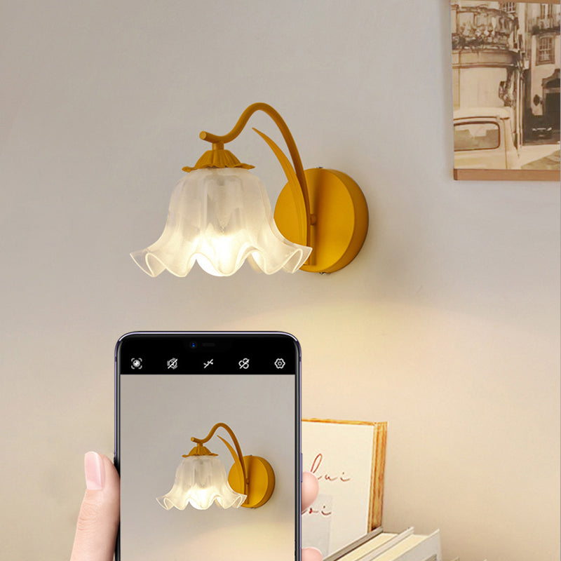 French Flower Iron Acrylic 1-Light Wall Sconce Lamp