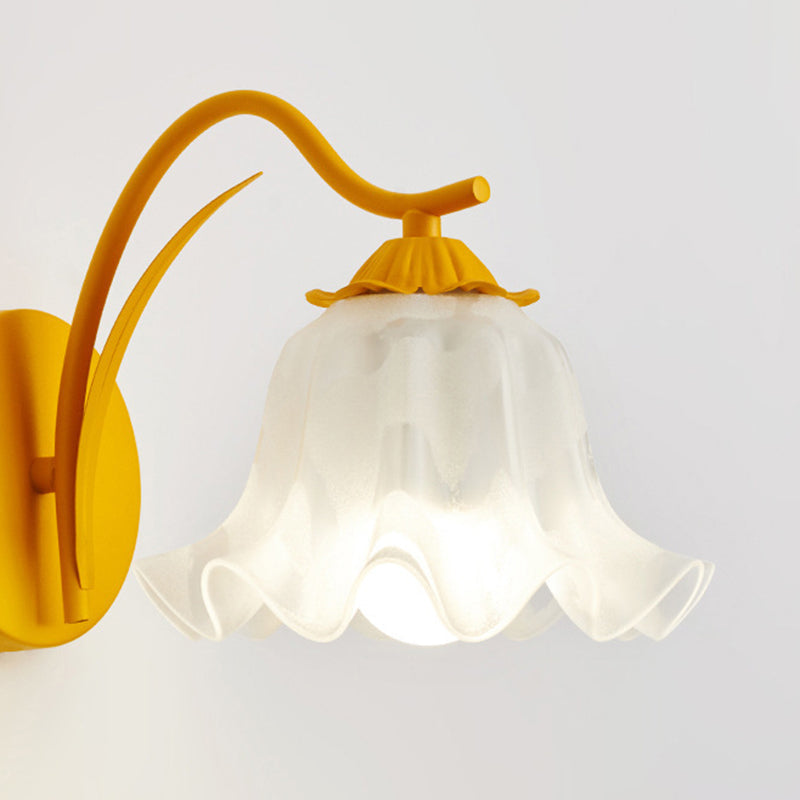 French Flower Iron Acrylic 1-Light Wall Sconce Lamp