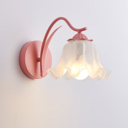 French Flower Iron Acrylic 1-Light Wall Sconce Lamp