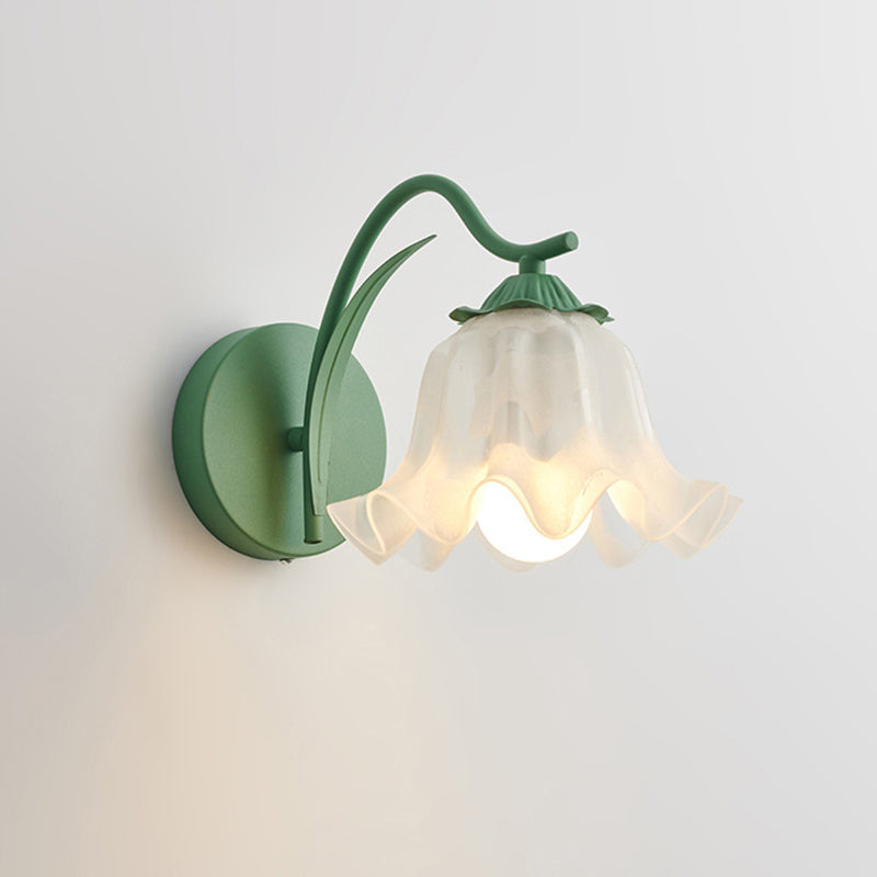 French Flower Iron Acrylic 1-Light Wall Sconce Lamp
