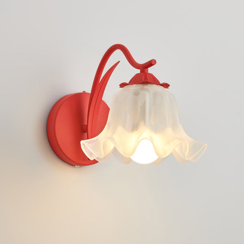 French Flower Iron Acrylic 1-Light Wall Sconce Lamp