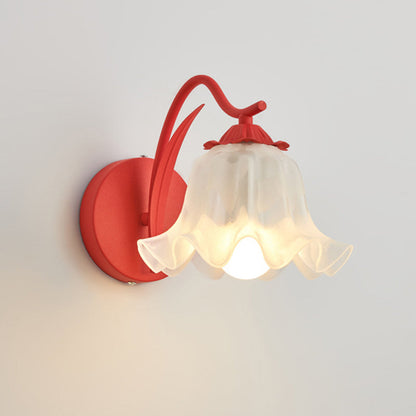 French Flower Iron Acrylic 1-Light Wall Sconce Lamp