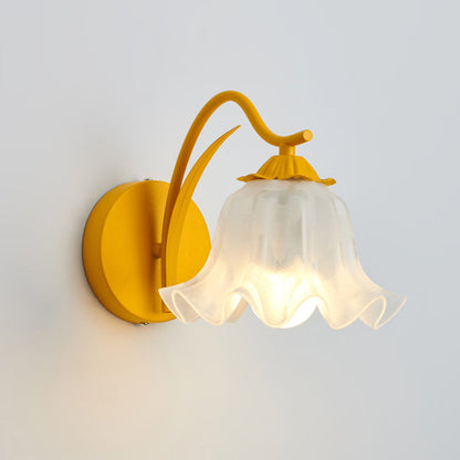 French Flower Iron Acrylic 1-Light Wall Sconce Lamp