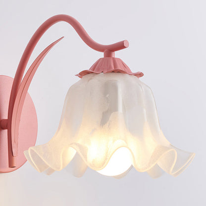 French Flower Iron Acrylic 1-Light Wall Sconce Lamp