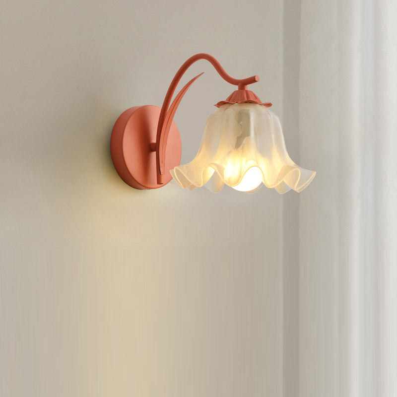 French Flower Iron Acrylic 1-Light Wall Sconce Lamp