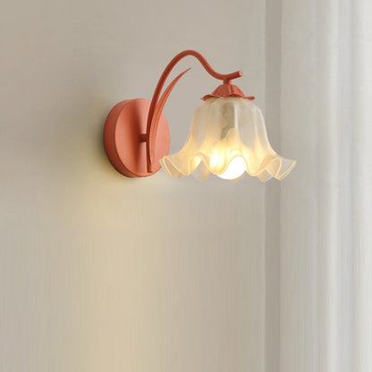 French Flower Iron Acrylic 1-Light Wall Sconce Lamp