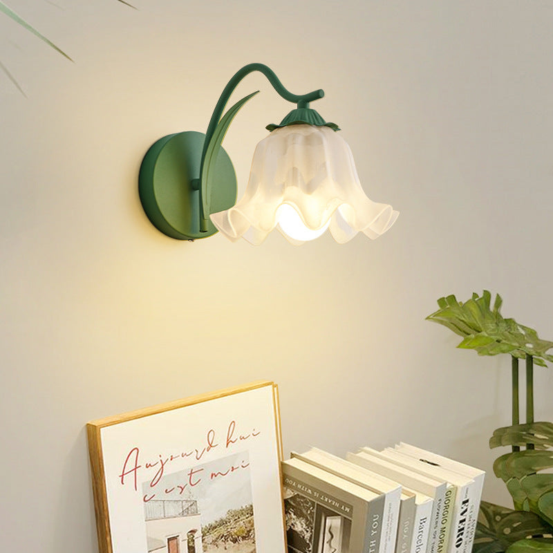 French Flower Iron Acrylic 1-Light Wall Sconce Lamp