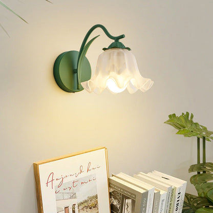 French Flower Iron Acrylic 1-Light Wall Sconce Lamp