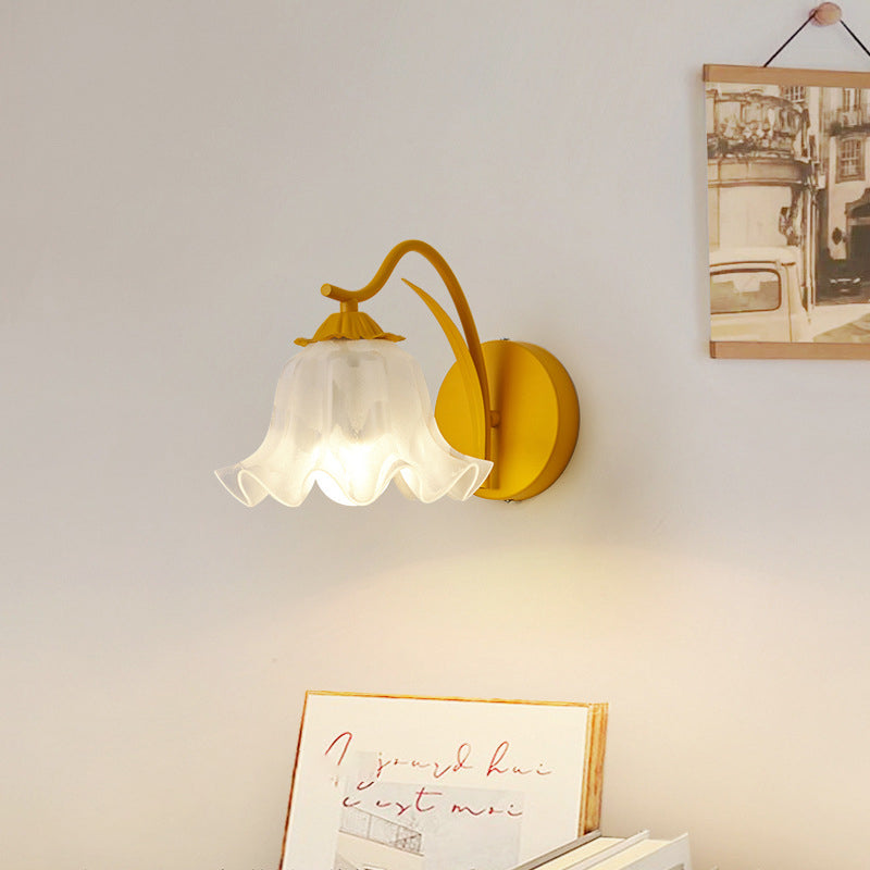 French Flower Iron Acrylic 1-Light Wall Sconce Lamp
