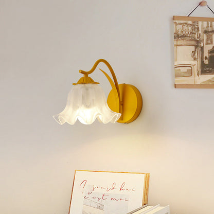 French Flower Iron Acrylic 1-Light Wall Sconce Lamp