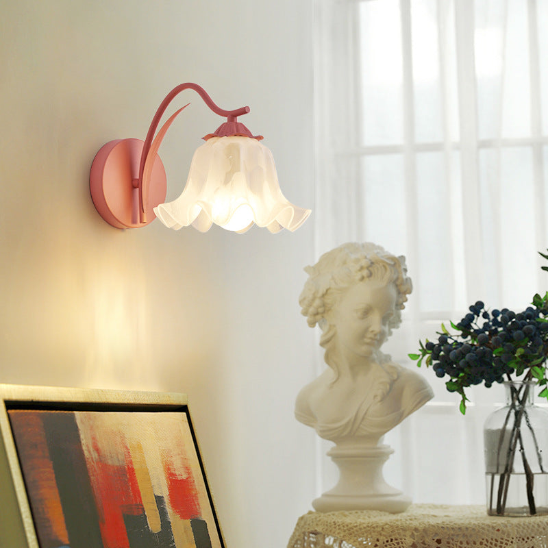 French Flower Iron Acrylic 1-Light Wall Sconce Lamp