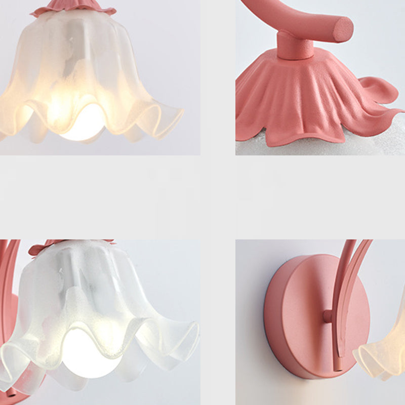 French Flower Iron Acrylic 1-Light Wall Sconce Lamp