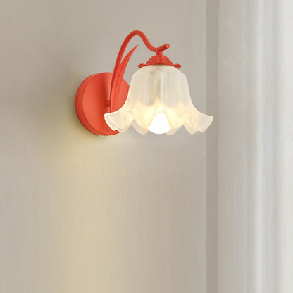 French Flower Iron Acrylic 1-Light Wall Sconce Lamp
