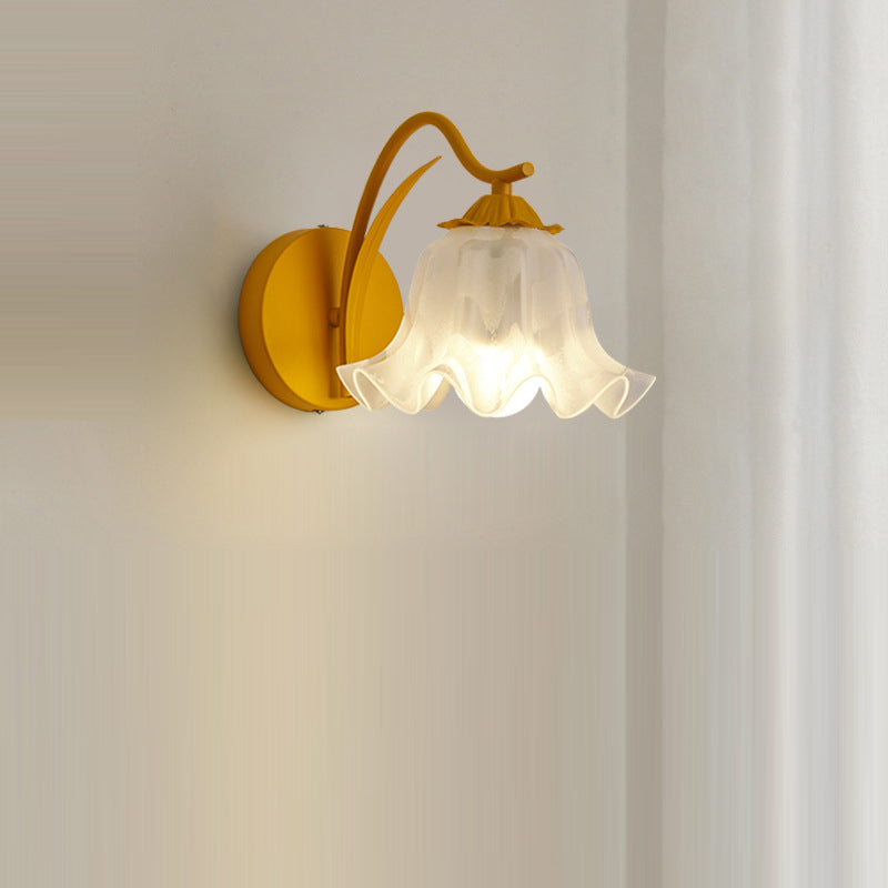 French Flower Iron Acrylic 1-Light Wall Sconce Lamp