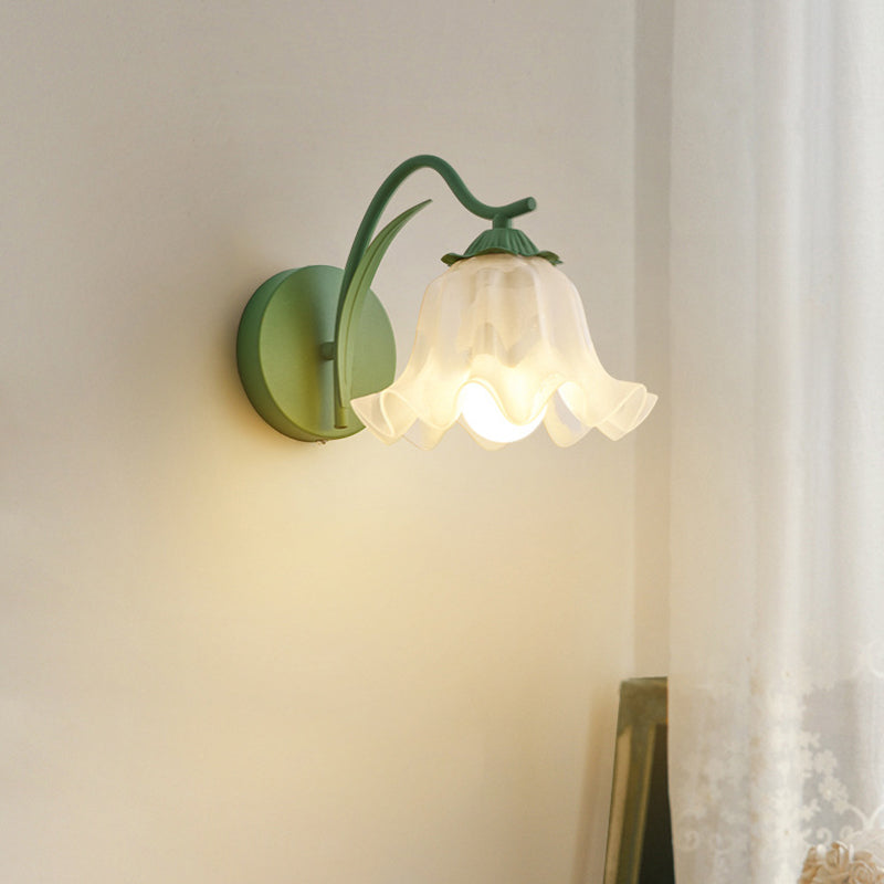 French Flower Iron Acrylic 1-Light Wall Sconce Lamp