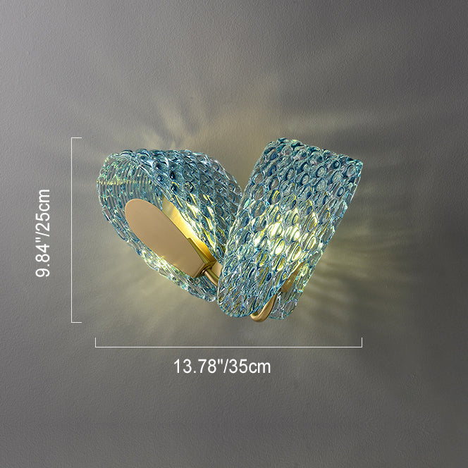 Luxury Copper Glass Flake Floral 2/3 Light Wall Sconce Lamp
