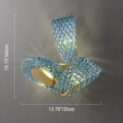 Luxury Copper Glass Flake Floral 2/3 Light Wall Sconce Lamp
