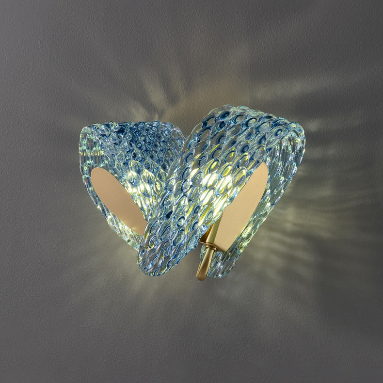 Luxury Copper Glass Flake Floral 2/3 Light Wall Sconce Lamp