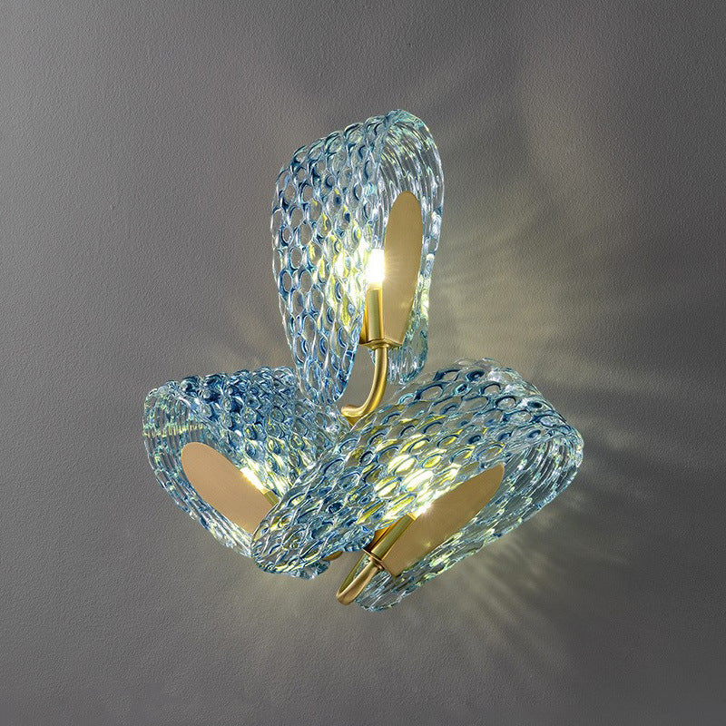Luxury Copper Glass Flake Floral 2/3 Light Wall Sconce Lamp
