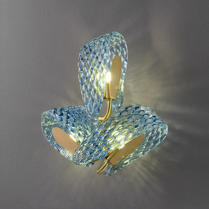 Luxury Copper Glass Flake Floral 2/3 Light Wall Sconce Lamp