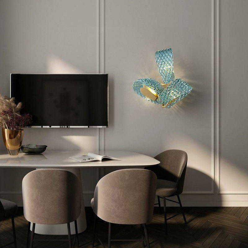 Luxury Copper Glass Flake Floral 2/3 Light Wall Sconce Lamp