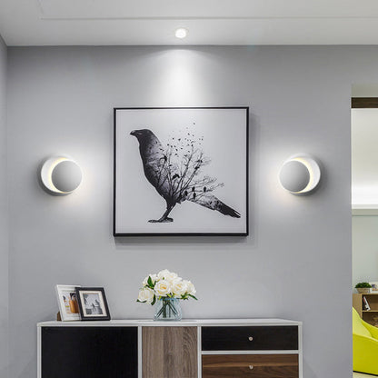 Nordic Iron Round Eclipse Rotatable LED Wall Sconce Lamp