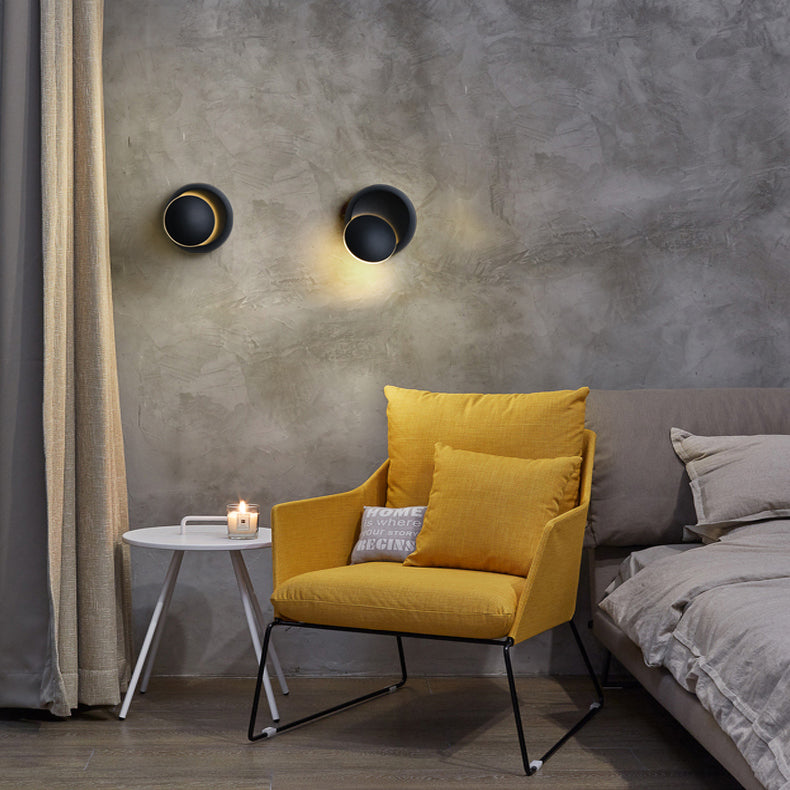 Nordic Iron Round Eclipse Rotatable LED Wall Sconce Lamp