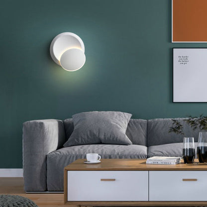 Nordic Iron Round Eclipse Rotatable LED Wall Sconce Lamp