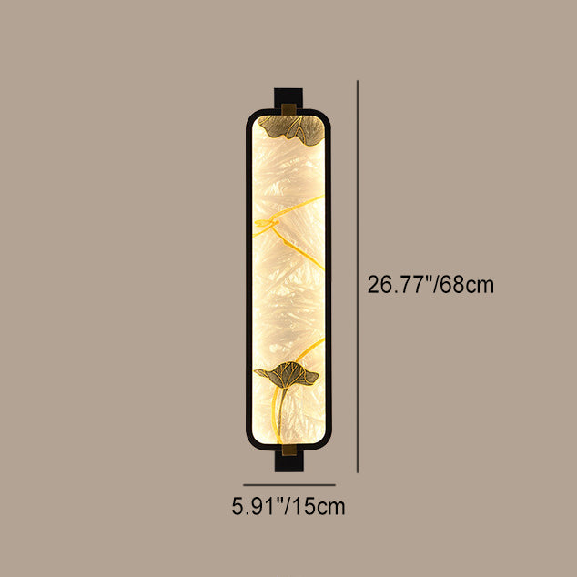 Chinese Rectangular Enamel Carving LED Wall Sconce Lamp