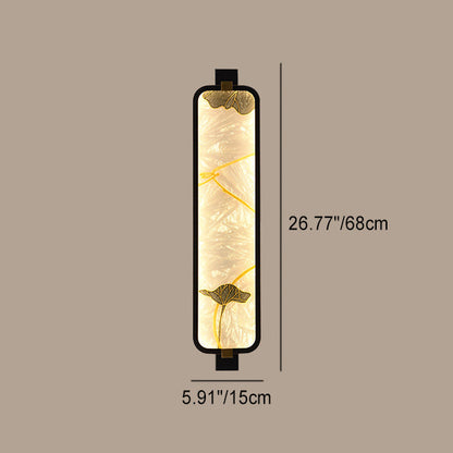 Chinese Rectangular Enamel Carving LED Wall Sconce Lamp