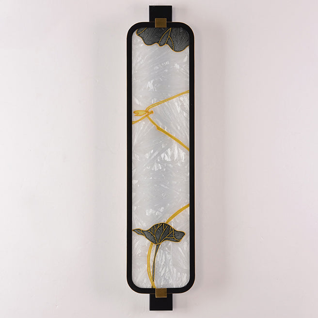 Chinese Rectangular Enamel Carving LED Wall Sconce Lamp