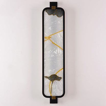 Chinese Rectangular Enamel Carving LED Wall Sconce Lamp