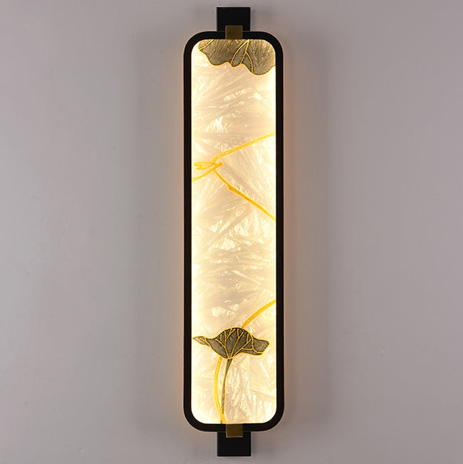 Chinese Rectangular Enamel Carving LED Wall Sconce Lamp