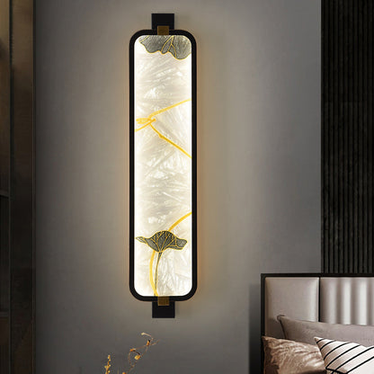 Chinese Rectangular Enamel Carving LED Wall Sconce Lamp