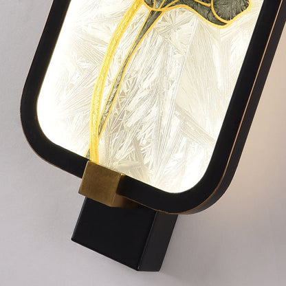 Chinese Rectangular Enamel Carving LED Wall Sconce Lamp