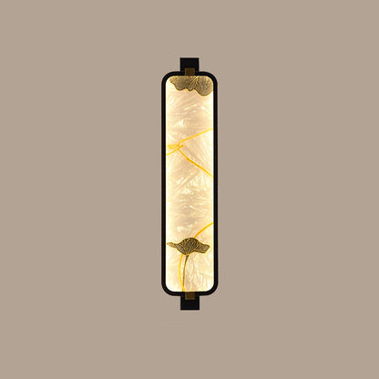Chinese Rectangular Enamel Carving LED Wall Sconce Lamp