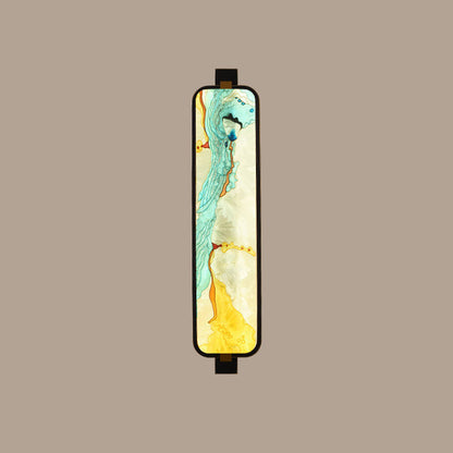 Chinese Rectangular Enamel Carving LED Wall Sconce Lamp