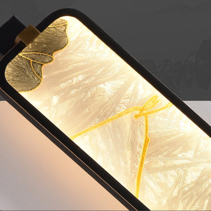 Chinese Rectangular Enamel Carving LED Wall Sconce Lamp