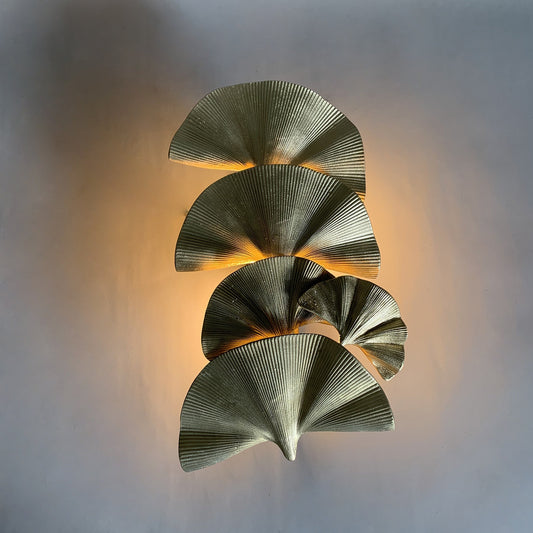 Polished Brass Ginkgo Biloba 2-Light Wall Sconce Lamp