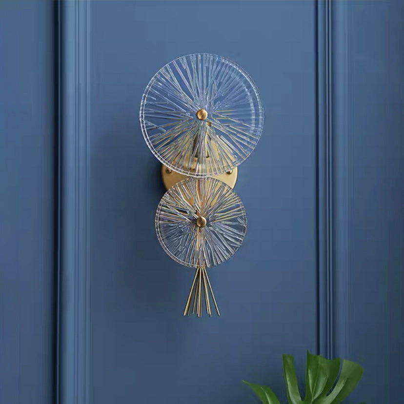 Mid-century Glass Round Streak 1-Light Wall Sconce Lamp