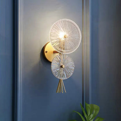 Mid-century Glass Round Streak 1-Light Wall Sconce Lamp