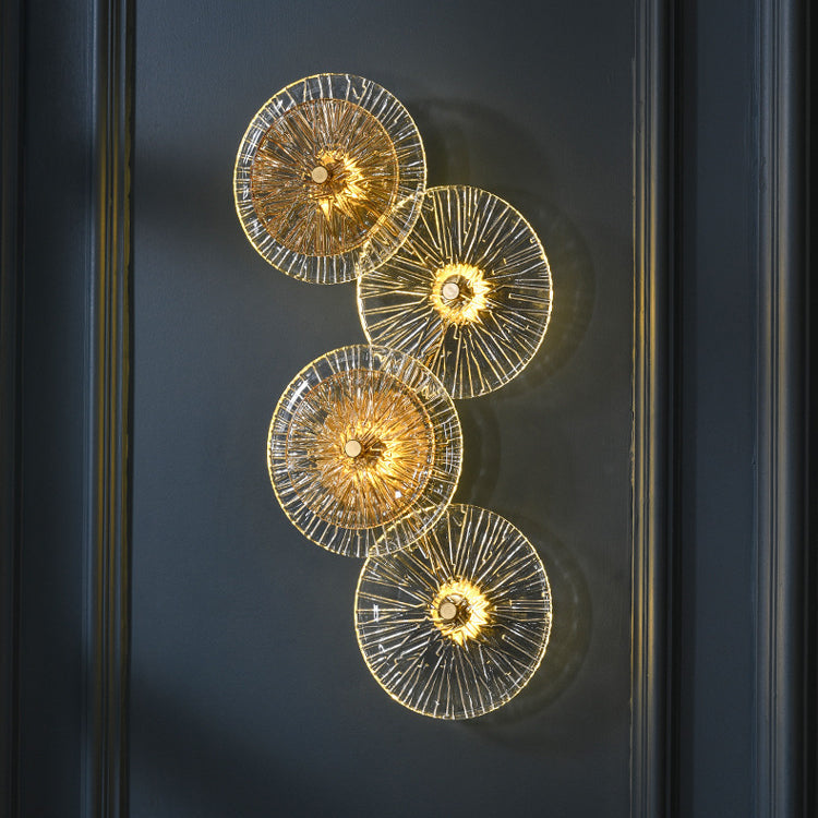 Mid-century Round Streak Lotus Leaf LED Wall Sconce Lamp