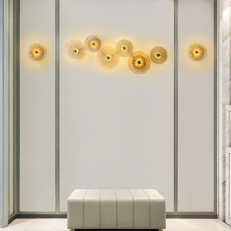 Mid-century Round Streak Lotus Leaf LED Wall Sconce Lamp