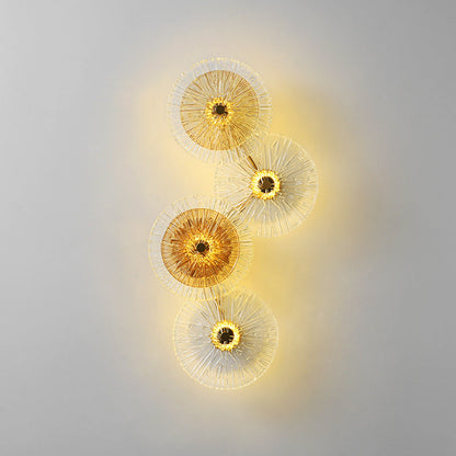 Mid-century Round Streak Lotus Leaf LED Wall Sconce Lamp