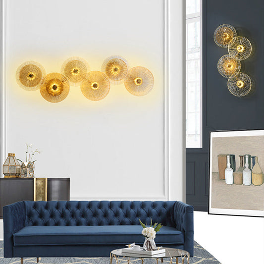 Mid-century Round Streak Lotus Leaf LED Wall Sconce Lamp