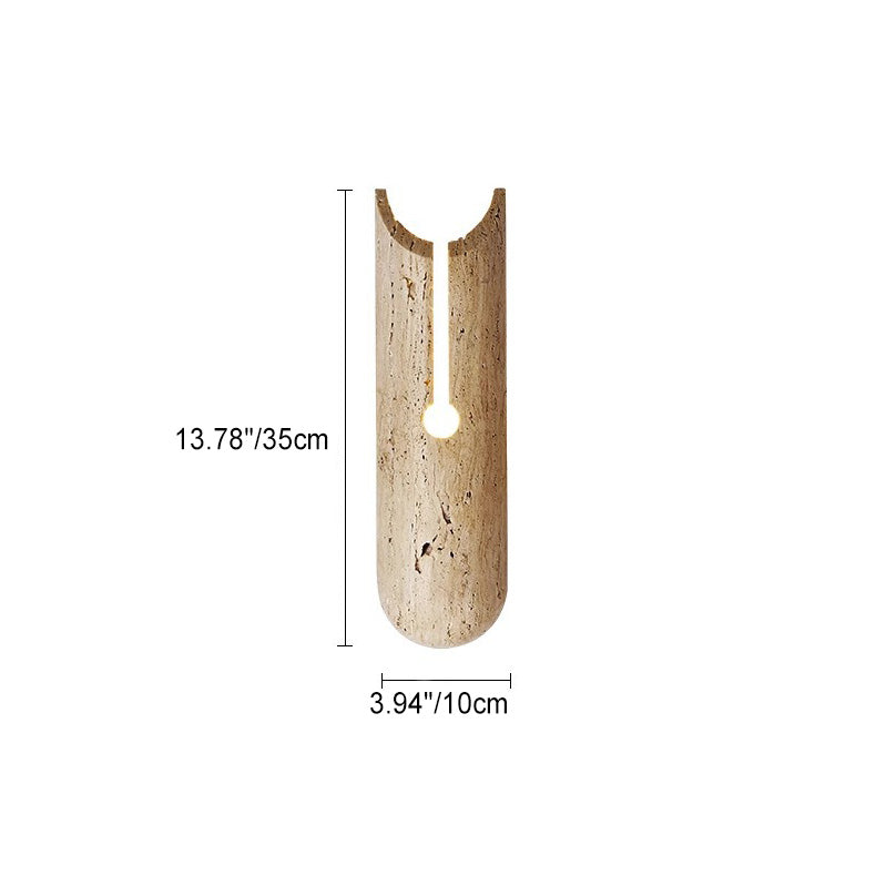 Japanese Travertine Elliptical 1-Light Wall Sconce Lamp