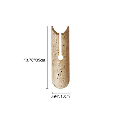 Japanese Travertine Elliptical 1-Light Wall Sconce Lamp
