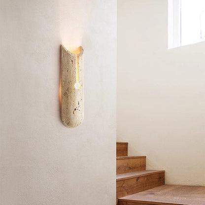 Japanese Travertine Elliptical 1-Light Wall Sconce Lamp