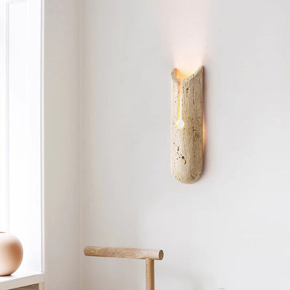 Japanese Travertine Elliptical 1-Light Wall Sconce Lamp
