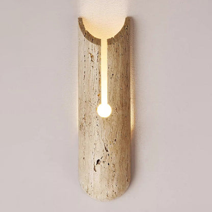 Japanese Travertine Elliptical 1-Light Wall Sconce Lamp